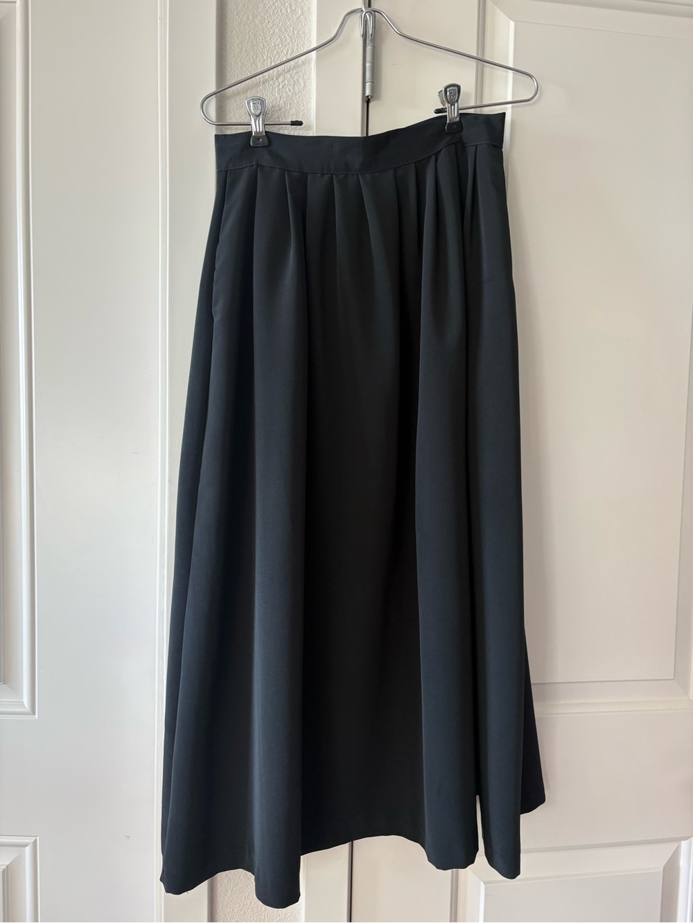 Helene St Marie Vintage Black Pleated Midi Skirt